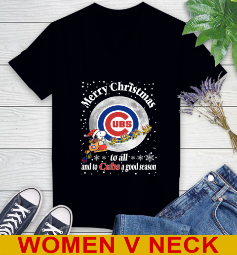 Chicago Cubs Merry Christmas To All And To Cubs A Good Season MLB Baseball Sports Women's V-Neck T-Shirt