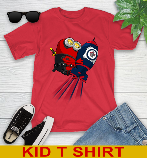 NHL Hockey Winnipeg Jets Deadpool Minion Marvel Shirt Youth T-Shirt 11