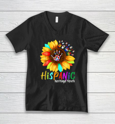 National Hispanic Heritage Month Sunflower All Countries V-Neck T-Shirt