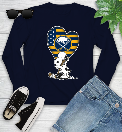 Buffalo Sabres NHL Hockey The Peanuts Movie Adorable Snoopy Youth Long Sleeve 3