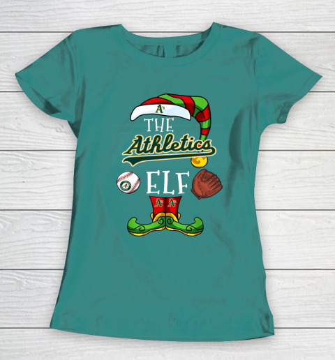 Oakland Athletics Christmas ELF Funny MLB Women's T-Shirt 10