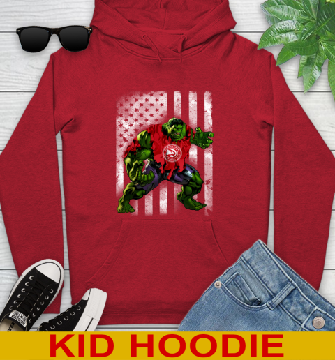 Atlanta Hawks Hulk Marvel Avengers NBA Basketball American Flag Youth Hoodie 11