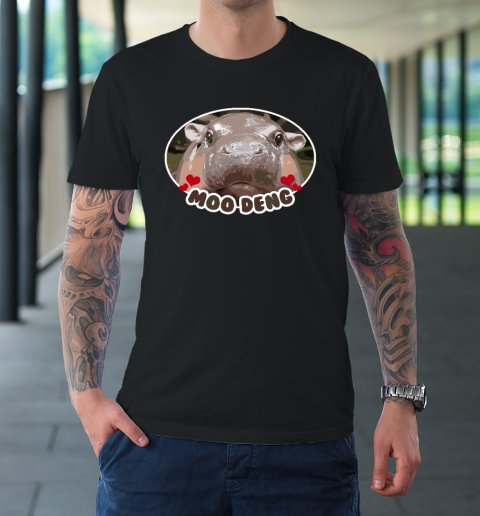 Moo Deng Bouncy Pig in Thai Picture The Cute Baby Hippo T-Shirt