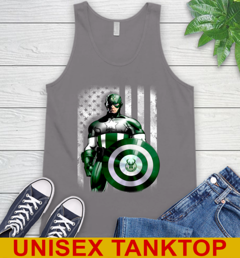 Milwaukee Bucks NBA Basketball Captain America Marvel Avengers American Flag Shirt Tank Top 6