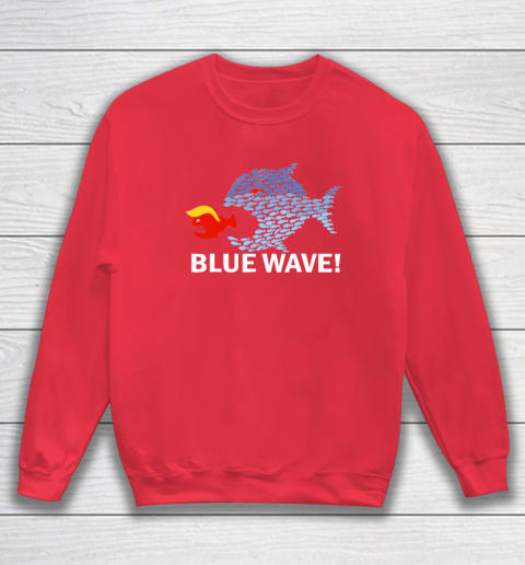 Blue Wave 2024 Funny Big Fish Eat Little Fish Trump Hair Sweatshirt 6