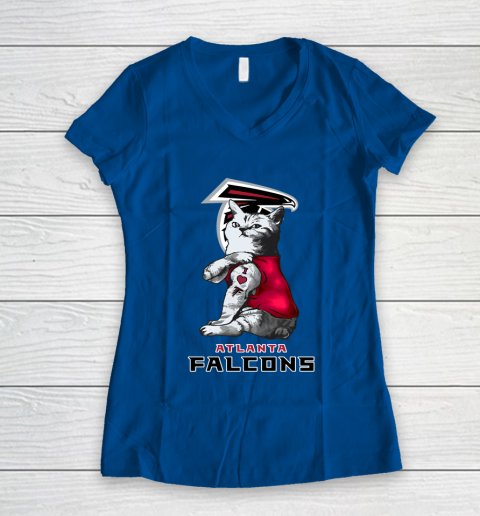 NFL Football My Cat Loves Atlanta Falcons Women's V-Neck T-Shirt 7