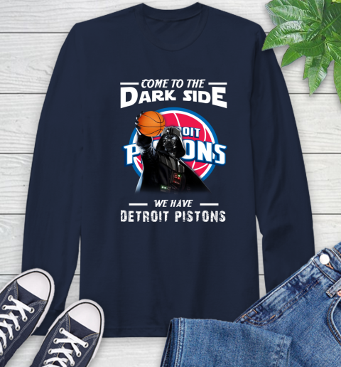 NBA Come To The Dark Side We Have Detroit Pistons Star Wars Darth Vader Basketball Long Sleeve T-Shirt 3
