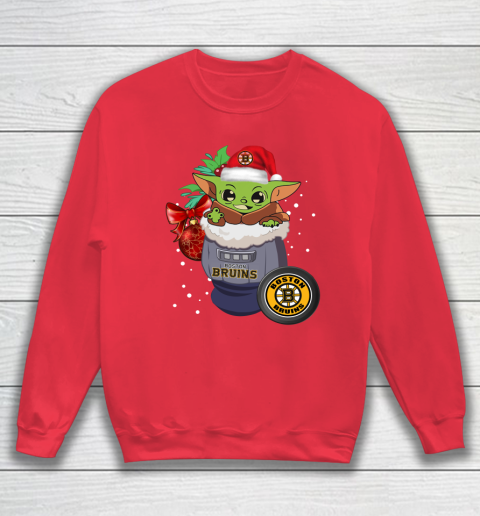 Boston Bruins Christmas Baby Yoda Star Wars Funny Happy NHL Sweatshirt 8