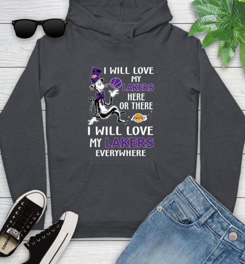 NBA Basketball Los Angeles Lakers I Will Love My Lakers Everywhere Dr Seuss Shirt Youth Hoodie 8