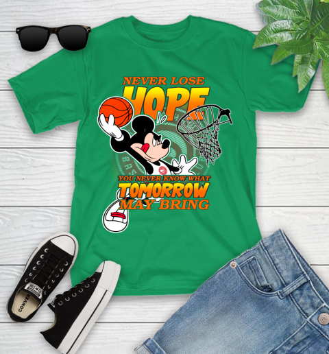 Atlanta Hawks NBA Basketball Mickey Disney Never Lose Hope Youth T-Shirt 8