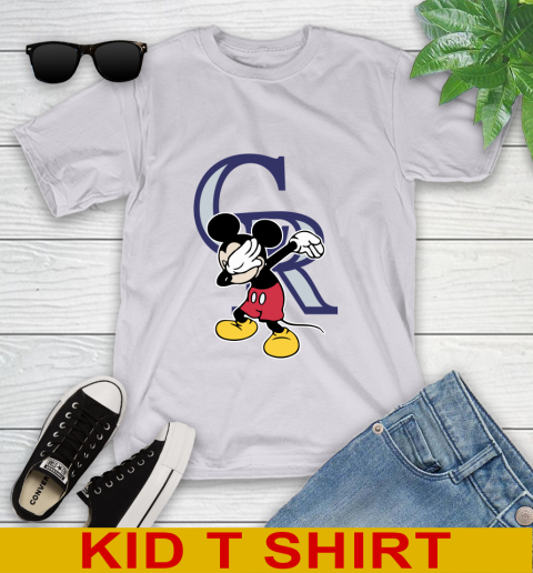 Colorado Rockies MLB Baseball Dabbing Mickey Disney Sports Youth T-Shirt 5