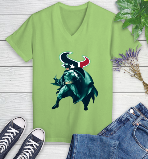 NFL Batman Football Sports Houston Texans Women's V-Neck T-Shirt 11