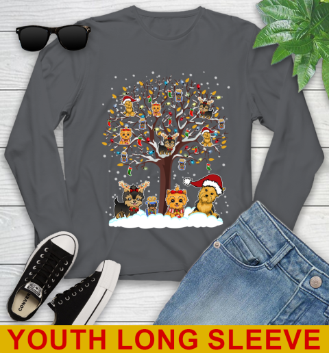 Yorkie dog pet lover light christmas tree shirt 125