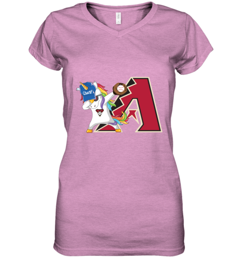 Hip Hop Dabbing Unicorn Flippin Love Arizona Diamondbacks Women's V-Neck T-Shirt