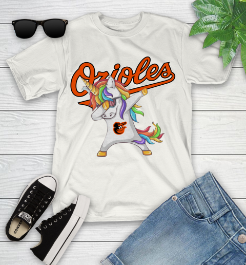 Baltimore Orioles MLB Baseball Funny Unicorn Dabbing Sports Youth T-Shirt