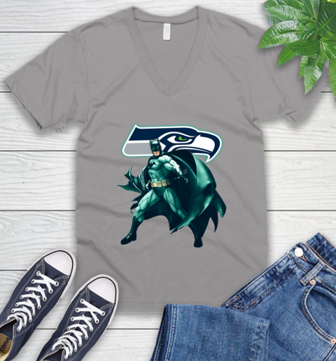 NFL Batman Football Sports Seattle Seahawks V-Neck T-Shirt 4