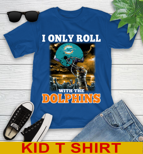 Miami Dolphins NFL Football I Only Roll With My Team Sports Youth T-Shirt 10
