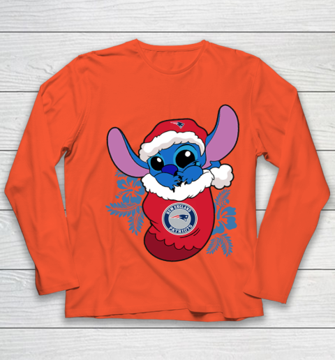 New England Patriots Christmas Stitch In The Sock Funny Disney NFL Youth Long Sleeve 4