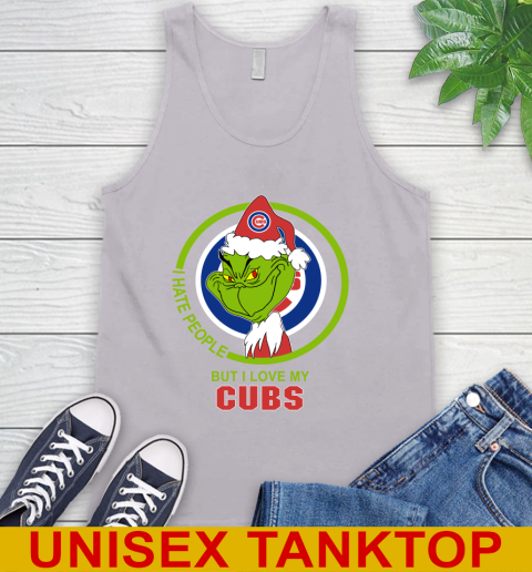 Chicago Cubs MLB Christmas Grinch I Hate People But I Love My Favorite Baseball Team Tank Top 4