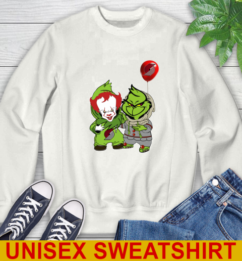Portland Trail Blazers Baby Pennywise Grinch Christmas NBA Basketball Sweatshirt