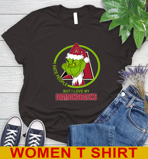 Arizona Diamondbacks MLB Christmas Grinch I Hate People But I Love My Favorite Baseball Team Women's T-Shirt 8