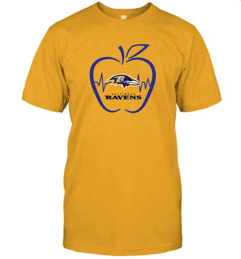 Apple Heartbeat Teacher Symbol Baltimore Ravens Unisex Jersey Tee