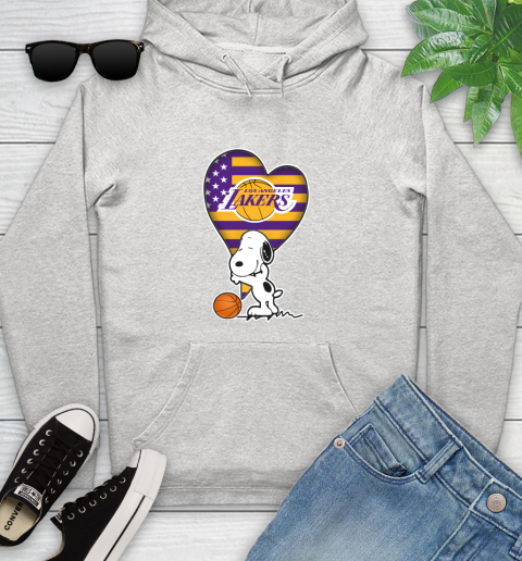 Los Angeles Lakers NBA Basketball The Peanuts Movie Adorable Snoopy Youth Hoodie