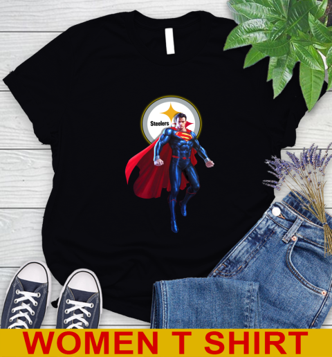NFL Superman DC Sports Football Pittsburgh Steelers Women's T-Shirt 2