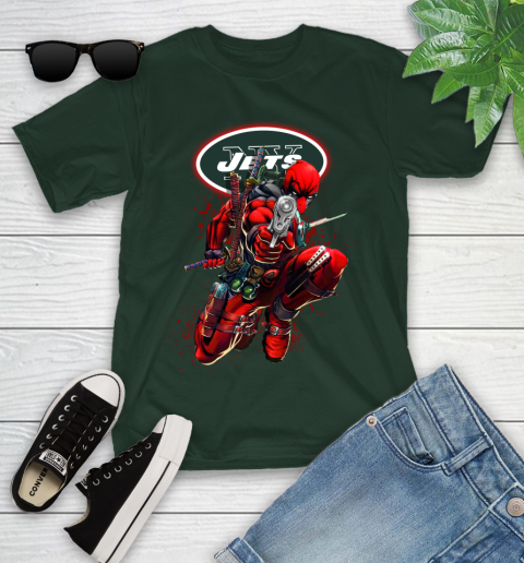 NFL Deadpool Marvel Comics Sports Football New York Jets Youth T-Shirt 5