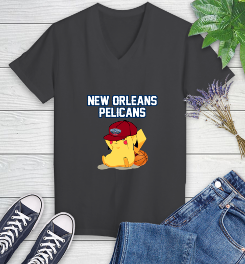 NBA Pikachu Basketball Sports New Orleans Pelicans Women's V-Neck T-Shirt 8