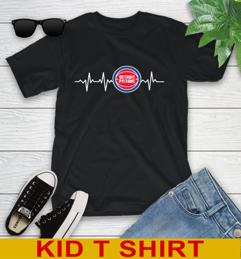 Detroit Pistons NBA Basketball Heart Beat Shirt Youth T-Shirt