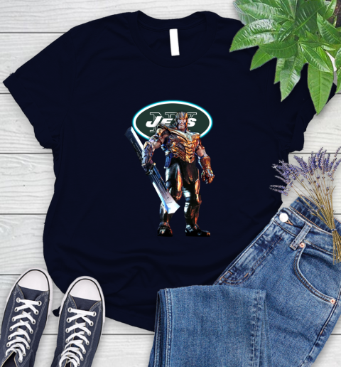 NFL Thanos Gauntlet Avengers Endgame Football New York Jets Women's T-Shirt 3