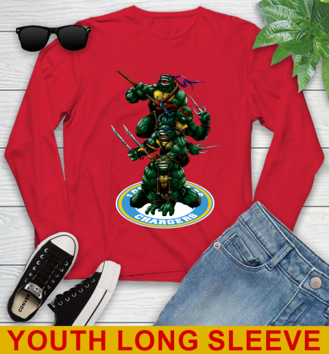 NFL Football Los Angeles Chargers Teenage Mutant Ninja Turtles Shirt Youth Long Sleeve 11