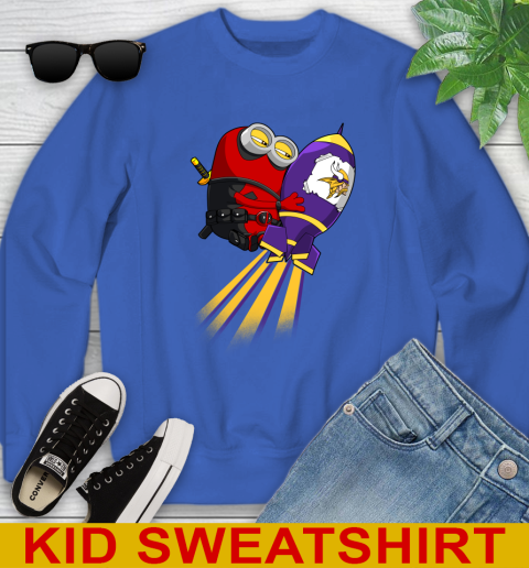 NFL Football Minnesota Vikings Deadpool Minion Marvel Shirt Youth Sweatshirt 6