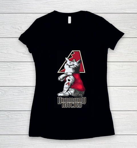 MLB Baseball My Cat Loves Arizona Diamondbacks Women's V-Neck T-Shirt