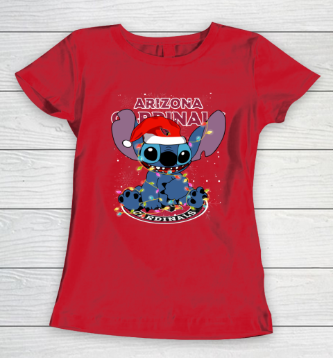 Arizona Cardinals NFL Football noel stitch Christmas Women's T-Shirt 7