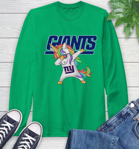 New York Giants NFL Football Funny Unicorn Dabbing Sports Long Sleeve T-Shirt 7