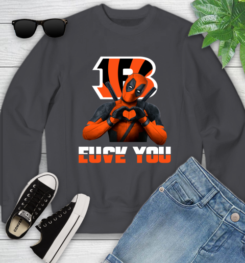 NHL Cincinnati Bengals Deadpool Love You Fuck You Football Sports Youth Sweatshirt 5