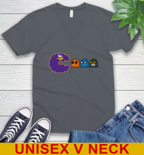 Minnesota Vikings NFL Football Pac Man Champion V-Neck T-Shirt 5