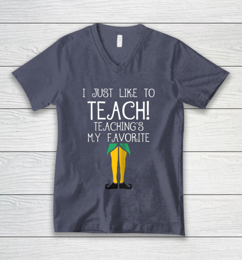 Cute TEACHER ELF Christmas T Shirt I Just Like to V-Neck T-Shirt 7