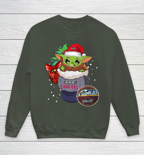 Cleveland Cavaliers Christmas Baby Yoda Star Wars Funny Happy NBA Youth Sweatshirt 10