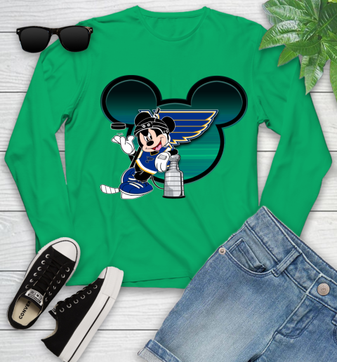 NHL St.Louis Blues Stanley Cup Mickey Mouse Disney Hockey T Shirt Youth Long Sleeve 6