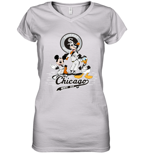 MLB Chicago Cubs Mickey Mouse Donald Duck Goofy Baseball T Shirt Women's  V-Neck T-Shirt