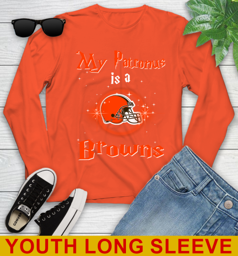 NFL Football Harry Potter My Patronus Is A Cleveland Browns Youth Long Sleeve 3