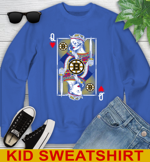 NHL Hockey Boston Bruins The Queen Of Hearts Card Shirt Youth Sweatshirt 6