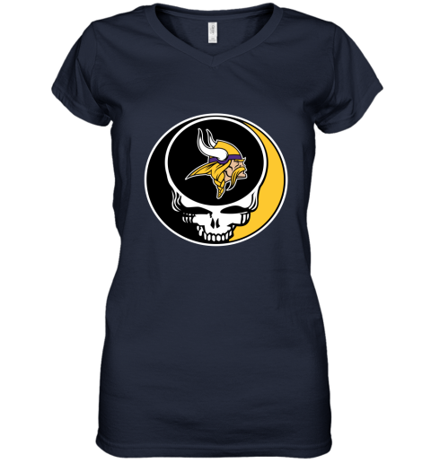 NFL Minnesota Vikings Grateful Dead Rock Band Football Sports BIZVyqVoqWt women v neck t shirt 39 95 151514 front navy
