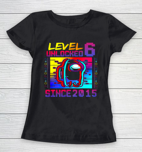 Disstressed Level 6 Unlocked Among With Us 6th Birthday Women's T-Shirt