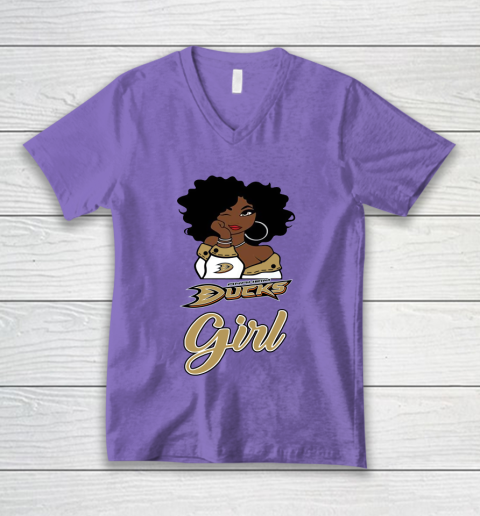 Anaheim Ducks Girl NHL V-Neck T-Shirt 9