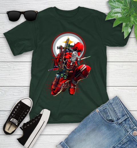 NFL Deadpool Marvel Comics Sports Football Pittsburgh Steelers Youth T-Shirt 5
