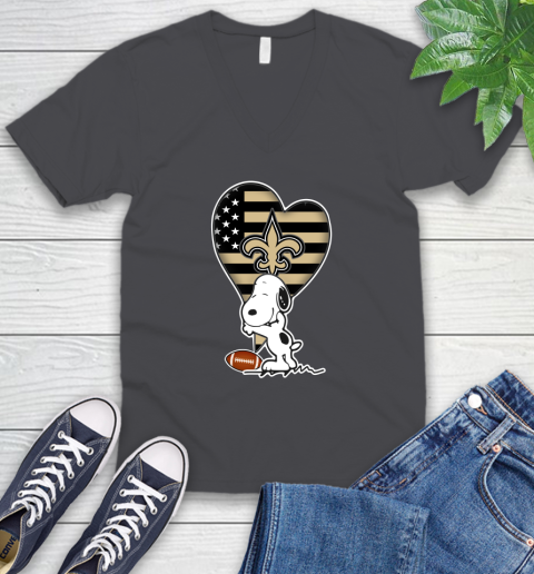 New Orleans Saints NFL Football The Peanuts Movie Adorable Snoopy V-Neck T-Shirt 5